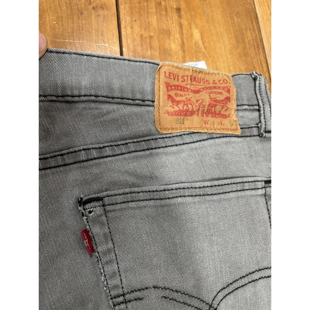 Levi's Men's 511 Slim Fit Gray Denim Jeans W36 L32 Button Fly Faded Wash